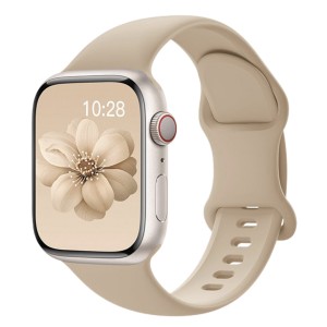 Nettech Apple Watch Seri 42/44 mm Uyumlu Silikon Kordon (Krem) NT-115466