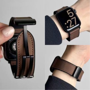 Nettech Apple Watch Seri 44/42 mm Uyumlu Deri Kordon (Gri) NT-115472