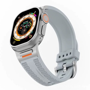 Nettech Apple Watch Series 10 46 mm Uyumlu Silikon Kordon (Gri) NT-112442