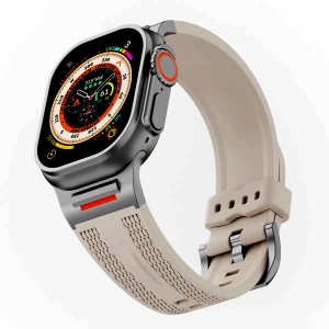 Nettech Apple Watch Series 10 46 mm Uyumlu Silikon Kordon (Krem) NT-112441