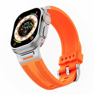 Nettech Apple Watch Series 10 46 mm Uyumlu Silikon Kordon (Turuncu) NT-112438