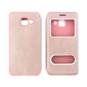 Samsung Samsung Galaxy A310 A3 2016 Uyumlu Pencereli Kapaklı Kılıf (Rose Gold) VR-5380