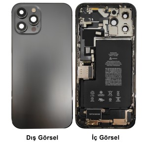 Teknonet Apple iPhone 12 Pro Max Uyumlu Batarya Kapaklı Dolu Kasa (Siyah) NT-115584