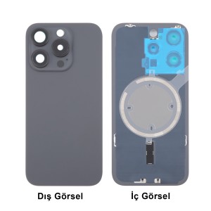 Teknonet Apple iPhone 16 Pro Uyumlu Kamera Camlı Batarya Kapağı + Magsafe Flex (Siyah) NT-115657