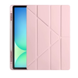 Nettech Samsung Galaxy Tab S10 FE Plus Uyumlu Premium Smart 360 Kalem Yuvalı Kapaklı Kılıf (Pembe) NT-115872