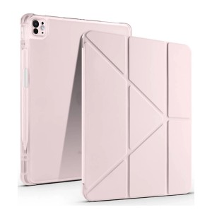 Nettech Apple iPad Air 13 12.9 2024 Uyumlu Premium Smart 360 Kalem Yuvalı Kapaklı Kılıf (Pembe) NT-115878