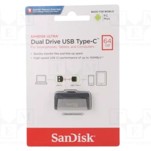 Sandisk Ultra Dual Drive SDDDC2-064G-G46 64 Gb USB+Type-C Flash Bellek (Gri) NT-116043