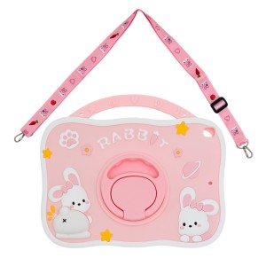 Nettech Apple iPad 7. Nesil 10.2 Inch Uyumlu Maskot Rabbit Seri Arka Koruma (Pembe) NT-116376