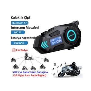 Nettech K09 Bisiklet-Motosiklet İnterkom Kulaklık Mikrofon (Siyah) NT-118042