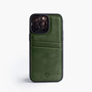 Zawa Apple iPhone 13 Pro Uyumlu Suni Deri Arka Koruma Kılıf (Yeşil) NT-118272