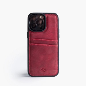 Zawa Apple iPhone 13 Pro Max Uyumlu Suni Deri Arka Koruma Kılıf (Bordo) NT-118275