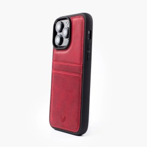 Zawa Apple iPhone 13 Pro Max Uyumlu Suni Deri Arka Koruma Kılıf (Bordo) NT-118275