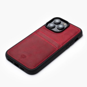 Zawa Apple iPhone 13 Pro Max Uyumlu Suni Deri Arka Koruma Kılıf (Bordo) NT-118275