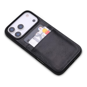 Zawa Apple iPhone 17 Pro Max Uyumlu Suni Deri Arka Koruma Kılıf (Siyah) NT-118253