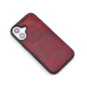 Zawa Apple iPhone 17 Uyumlu Deri Arka Koruma Kılıf (Bordo) NT-118226