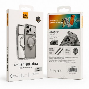 Nettech Apple iPhone 17 Pro Uyumlu NT-N123 Standlı Master Air Arka Koruma Kılıf (Gri) NT-117723