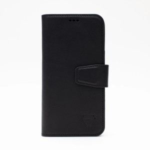 Zawa Apple iPhone 13 Uyumlu Classic Hakiki Deri Kapaklı Kılıf (Siyah) NT-118394
