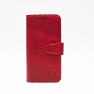 Zawa Apple iPhone 15 Plus Uyumlu Classic Hakiki Deri Kapaklı Kılıf (Bordo) NT-118351