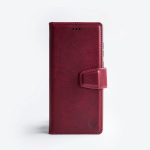 Zawa Samsung Galaxy S25 Plus Uyumlu Classic Hakiki Deri Kapaklı Kılıf (Bordo) NT-118346