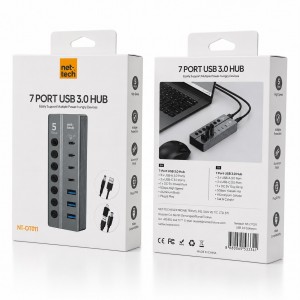 Nettech NT-OT011 7 in 1 USB To Type-c Dönüştürücü (Gri) NT-117101