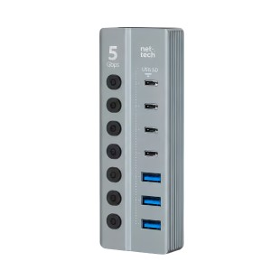 Nettech NT-OT011 7 in 1 USB To Type-c Dönüştürücü (Gri) NT-117101