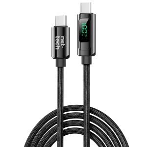 Nettech NT-DC60 100W İp Örgü 120 Cm Type-C To Type-C Şarj ve Data Kablosu (Siyah) NT-116331