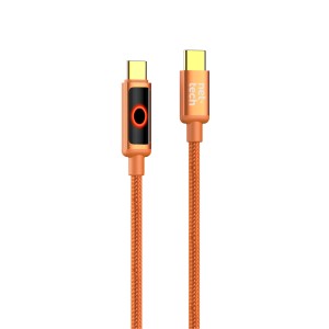 Nettech NT-DC59 100W İp Örgü 120 Cm Type-C To Type-C Şarj ve Data Kablosu (Turuncu) NT-116330