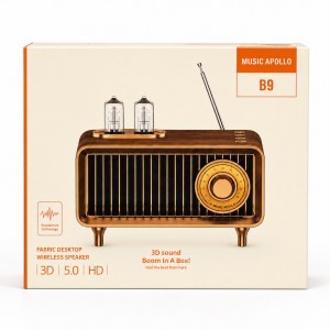 Music Apollo B9 Nostalji Radyo Kablosuz Hoparlör - Speaker (Kahverengi) NT-119323