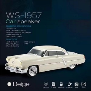 Wster WS-1957 Car Speaker Kablosuz Hoparlör - Speaker (Bej) NT-119334