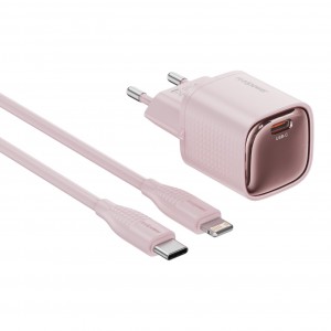 RealPower TCS20WWH GAN 20W 3000 mAh Type-C To Lightning Şarj Aleti (Pembe) NT-119356