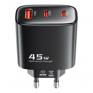 RealPower TCS45WBK GAN 45W 3000 mAh Type-C To Type-C Şarj Aleti (Siyah) NT-119372