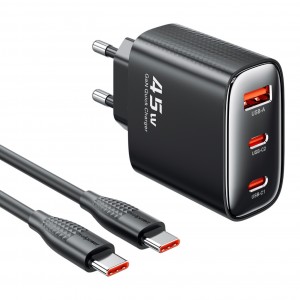 RealPower TCS45WBK GAN 45W 3000 mAh Type-C To Type-C Şarj Aleti (Siyah) NT-119372
