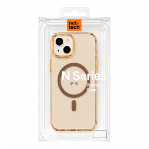 Nettech Apple iPhone 15 Uyumlu NT-N096 Şeffaf Seri Arka Koruma Kılıf (Gold) NT-117263