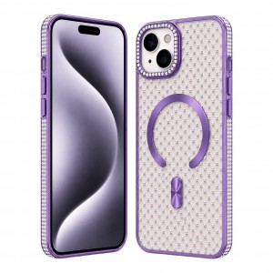 Nettech Apple iPhone 15 Uyumlu Taşlı Seri Arka Koruma Kılıf (Mor) NT-119515