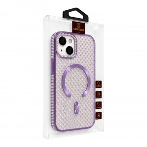 Nettech Apple iPhone 15 Uyumlu Taşlı Seri Arka Koruma Kılıf (Mor) NT-119515