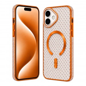 Nettech Apple iPhone 16 Uyumlu Taşlı Seri Arka Koruma Kılıf (Turuncu) NT-119497