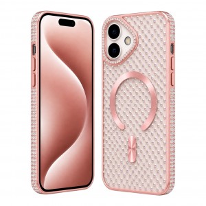 Nettech Apple iPhone 16 Uyumlu Taşlı Seri Arka Koruma Kılıf (Pembe) NT-119496