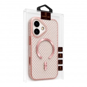Nettech Apple iPhone 16 Uyumlu Taşlı Seri Arka Koruma Kılıf (Pembe) NT-119496