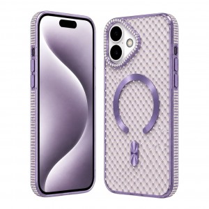 Nettech Apple iPhone 16 Uyumlu Taşlı Seri Arka Koruma Kılıf (Mor) NT-119494