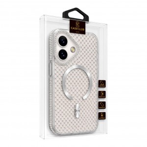 Nettech Apple iPhone 16 Uyumlu Taşlı Seri Arka Koruma Kılıf (Beyaz) NT-119495