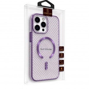 Nettech Apple iPhone 15 Pro Max Uyumlu Taşlı Seri Arka Koruma Kılıf (Mor) NT-119503
