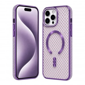 Nettech Apple iPhone 15 Pro Max Uyumlu Taşlı Seri Arka Koruma Kılıf (Mor) NT-119503