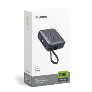 RealPower PB10KGR 22.5W 10000 MAh Taşınabilir Powerbank (Siyah) NT-119370