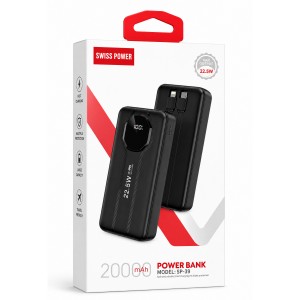 SwıısPower SP*30 22.5W 20000 MAh Taşınabilir Powerbank (Siyah) NT-119378