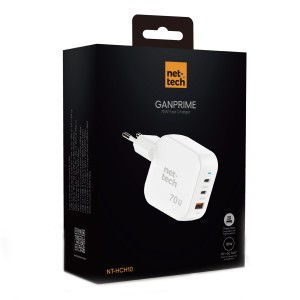 Nettech NT-HCH10 70W PD+QC GaNPrime Şarj Aleti (Beyaz) NT-HCH10