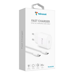 Teknonet TN-HCH12 25W 3000 mAh Type-C To Type-C Şarj Aleti (Beyaz) NT-98785