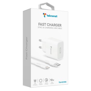 Teknonet TN-HCH06 10W 2100 mAh Lightning Şarj Aleti (Beyaz) NT-92562