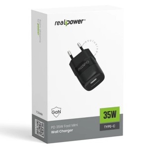 RealPower TC35WBK Gan 35W 3000 mAh Şarj Aleti (Siyah) NT-119364