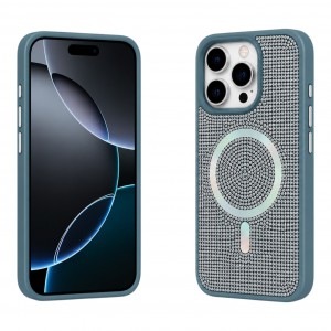 Nettech Apple iPhone 16 Pro Uyumlu Taşlı Seri Arka Koruma Kılıf (Mavi) NT-119769