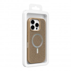 Nettech Apple iPhone 15 Pro Uyumlu Taşlı Seri Arka Koruma Kılıf (Gold) NT-120481